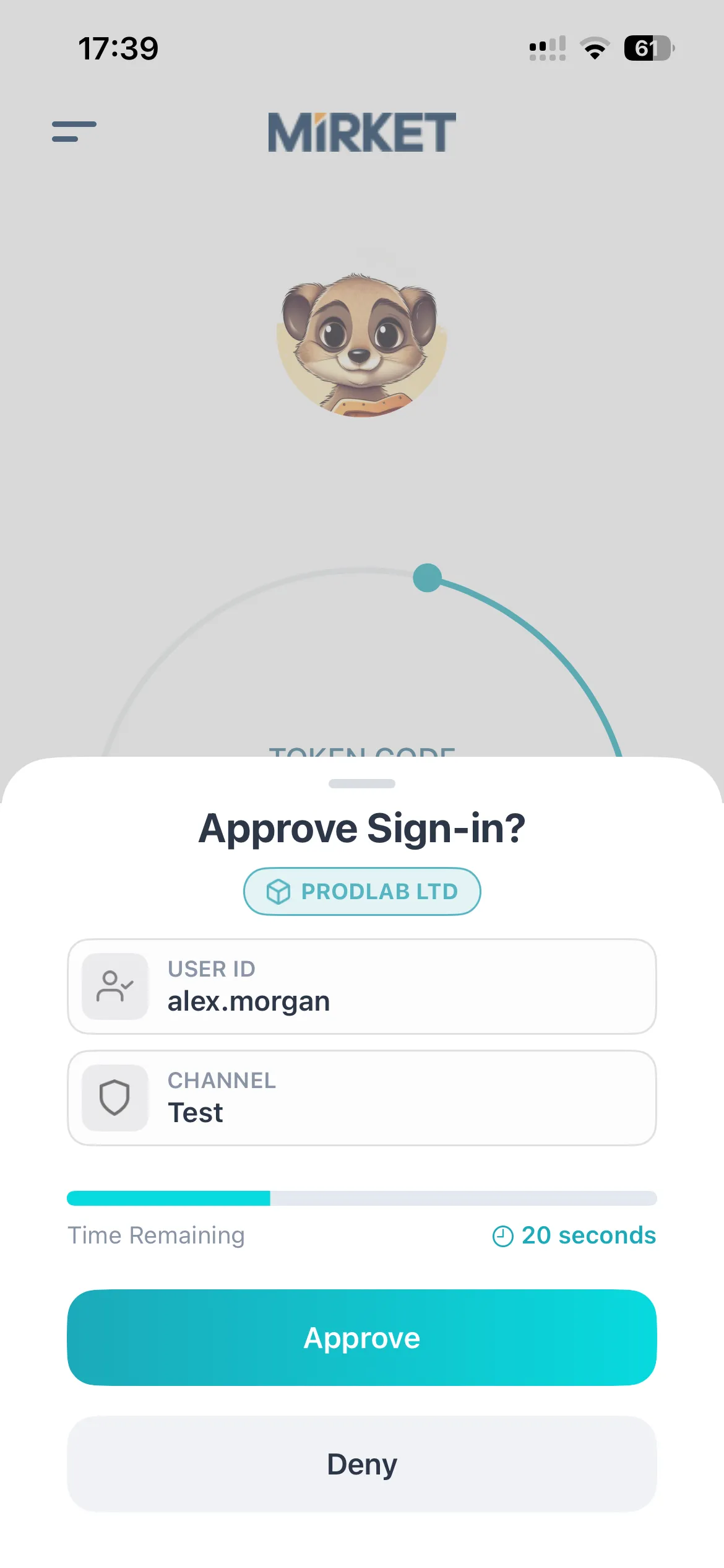 Mirket Push notification mobile approval prompt with one-tap verification