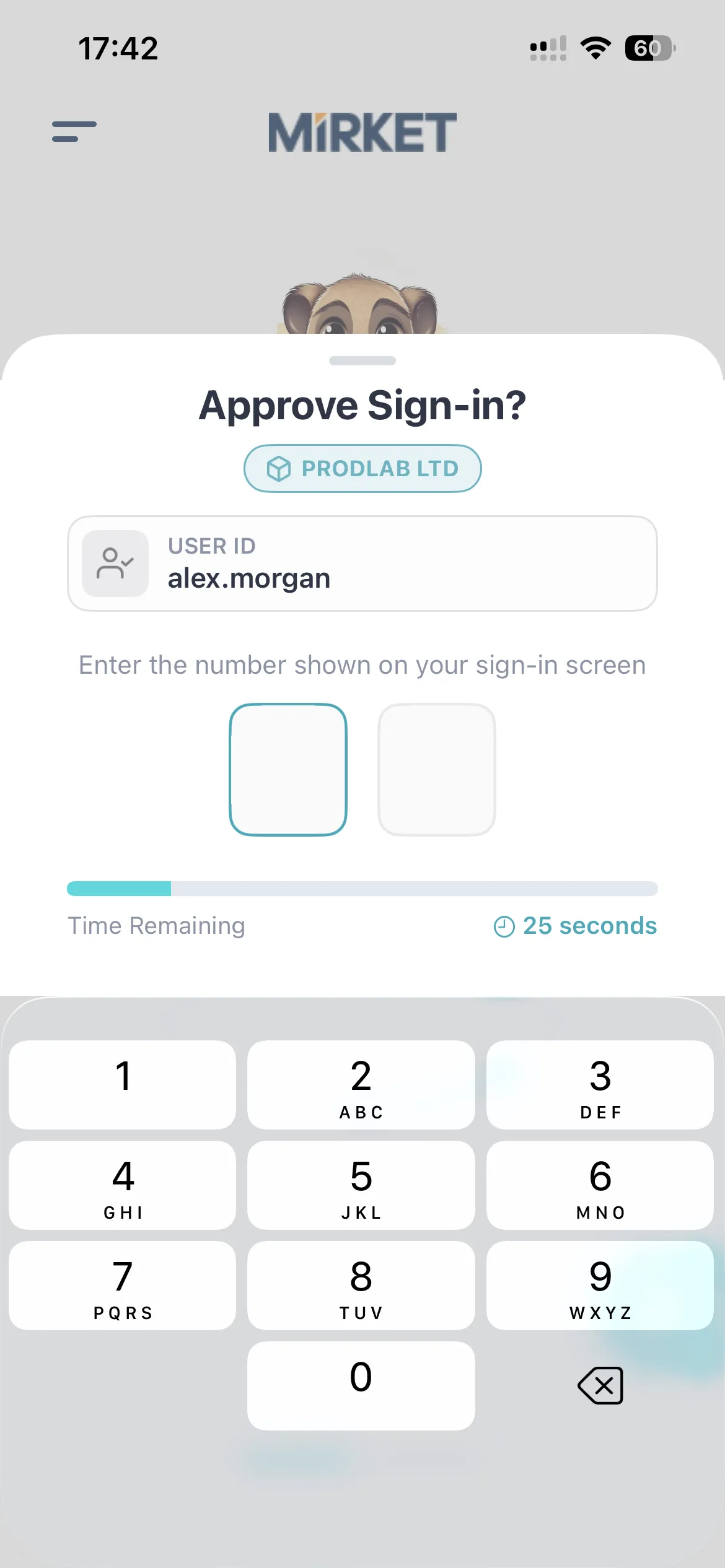 Mirket number matching MFA prompt to prevent push fatigue attacks